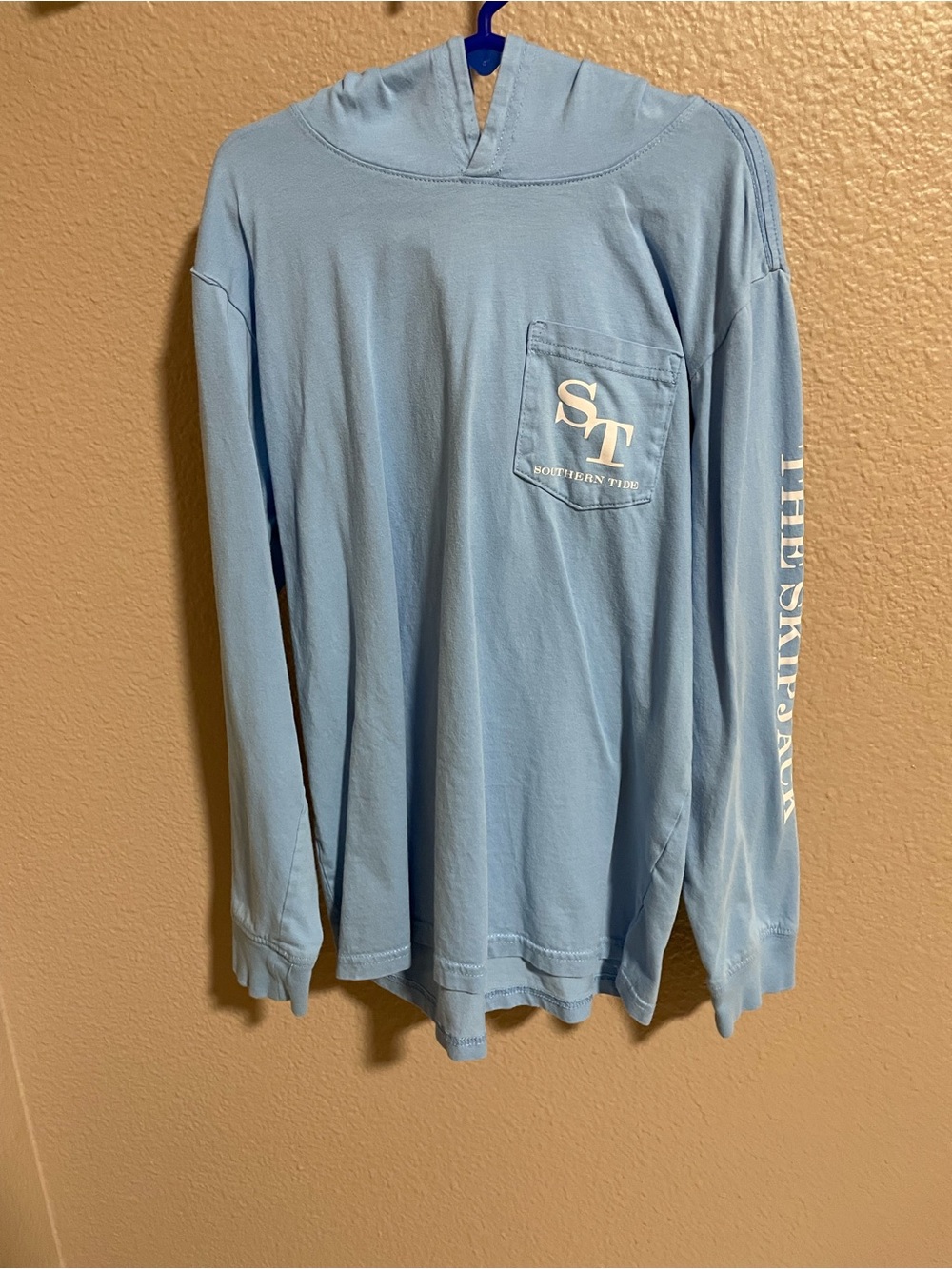 Southern Tide Boys Long-Sleeve Hooded Pocket Tee — Light Blue